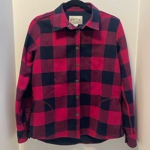 Orvis Shacket Fleece Lined Snap Buffalo Plaid Shirt Women’s Small Pink & Navy